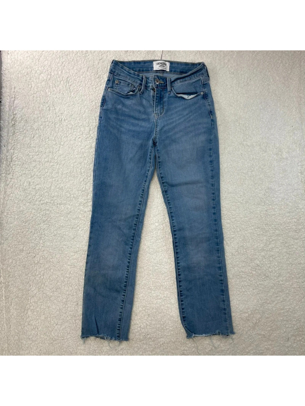 Levi's Denizen Women's Mid Rise Slim Jeans Light Wash 26x30 Raw Hem